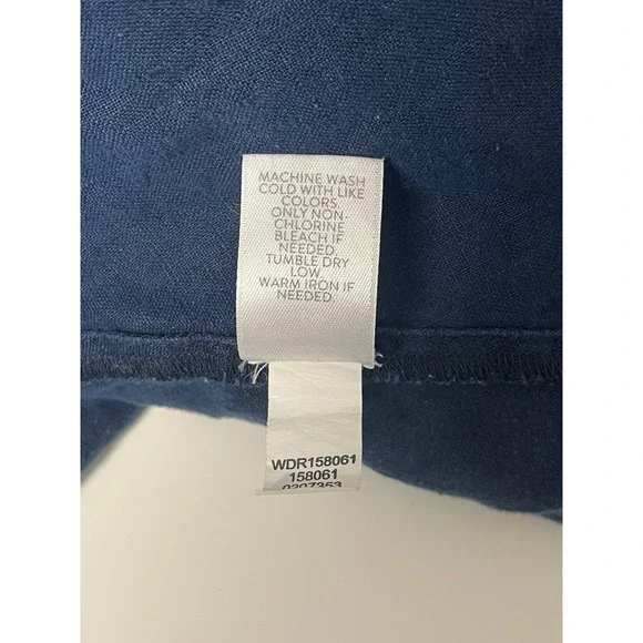 J Jill Love Linen Navy Shirt Dress Medium Mother of Pearl Button Front Collar - Picture 10 of 10